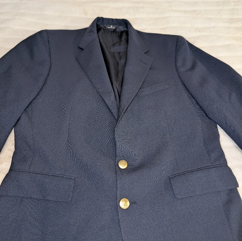 Chaps Ralph Lauren Vtg. Navy Blue Blazer with Gold Buttons Single‎ Breasted 43R
